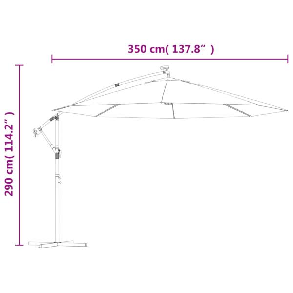 Ampelschirm mit LED-Leuchten Bordeauxrot 350 cm