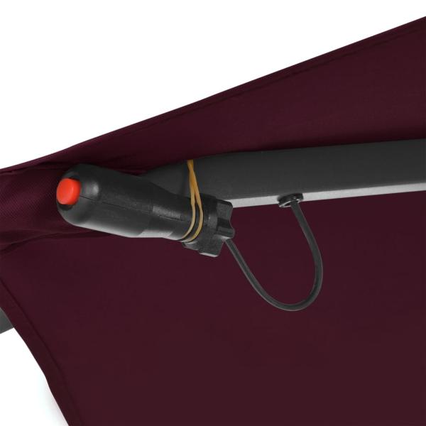 Ampelschirm mit LED-Leuchten Bordeauxrot 350 cm