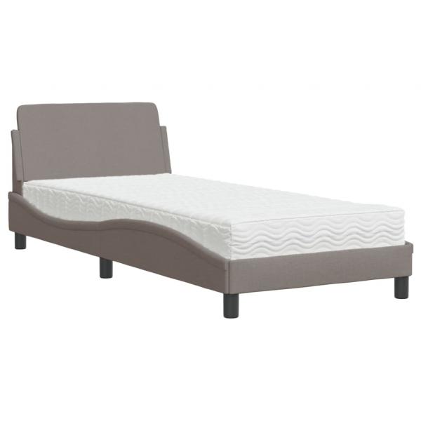Bett mit Matratze Taupe 90x190 cm Stoff