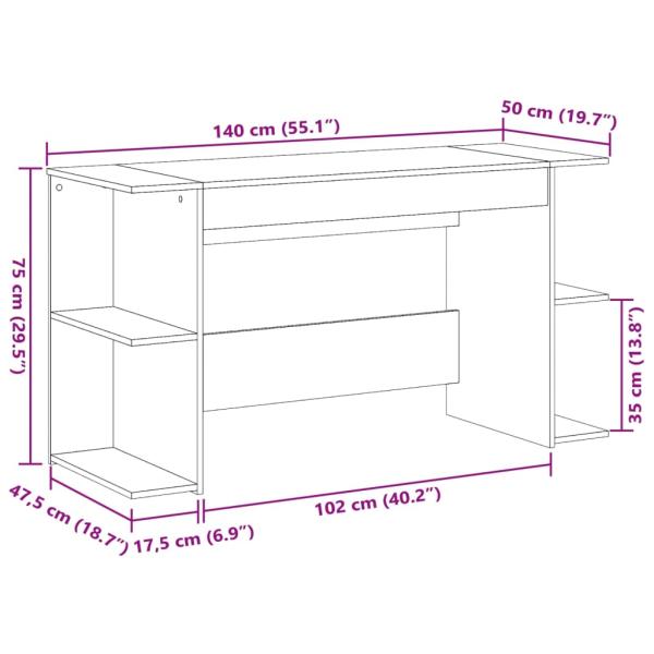 Schreibtisch Grau Sonoma 140x50x75 cm Holzwerkstoff