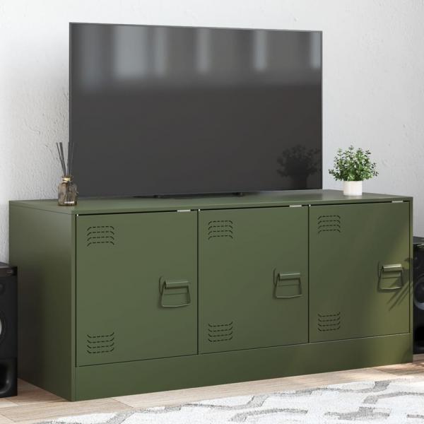 ARDEBO.de - TV-Schrank Olivgrün 99x39x44 cm Stahl