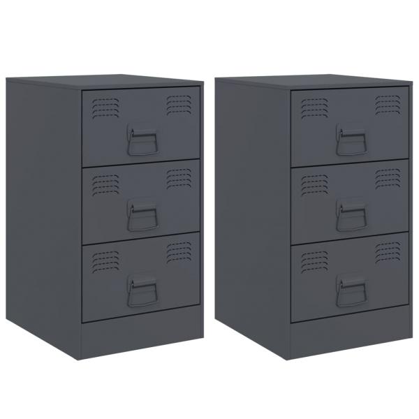 Nachttische 2 Stk. Anthrazit 34,5x39x62 cm Stahl