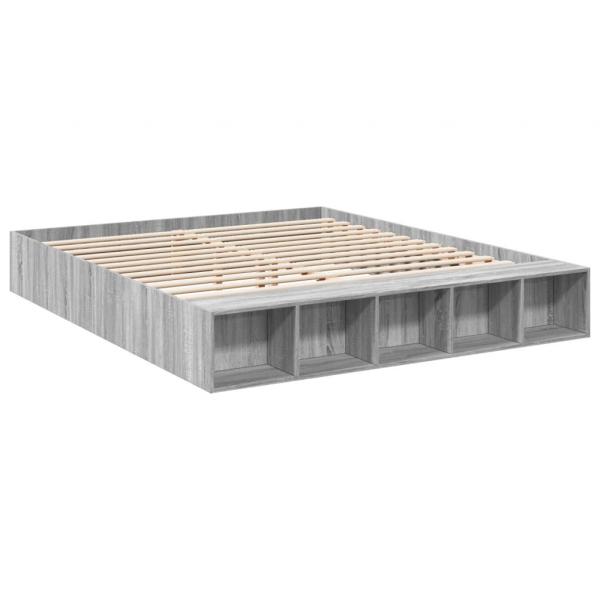 Bettgestell Grau Sonoma 200x200 cm Holzwerkstoff