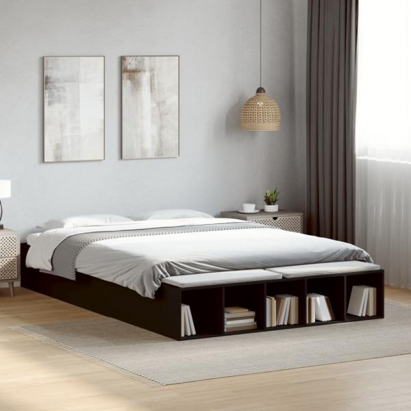 Bettgestell Schwarz 150x200 cm Holzwerkstoff