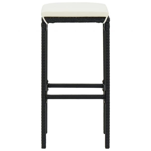 3-tlg. Gartenbar-Set Schwarz Massivholz Akazie und Poly Rattan