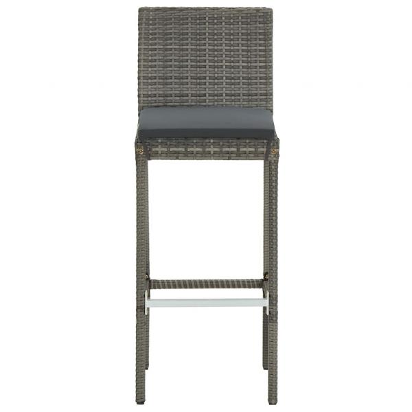 5-tlg. Gartenbar-Set Grau Massivholz Akazie und Poly Rattan