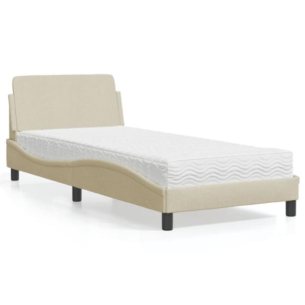 ARDEBO.de - Bett mit Matratze Creme 90x190 cm Stoff