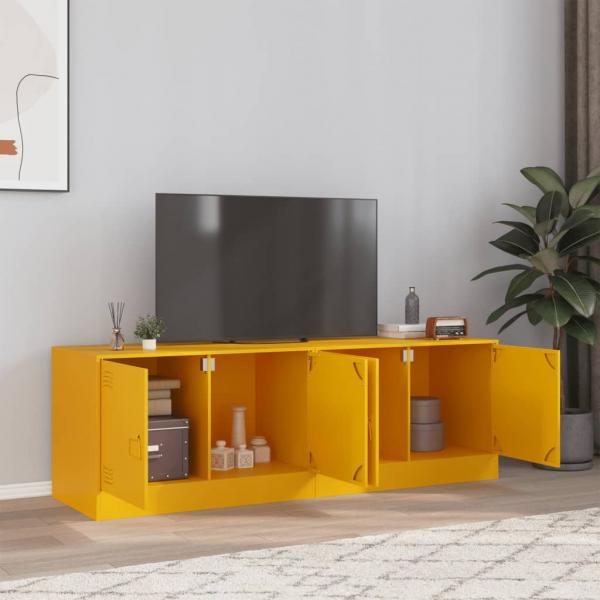 ARDEBO.de - TV-Schränke 2 Stk. Senfgelb 67x39x44 cm Stahl
