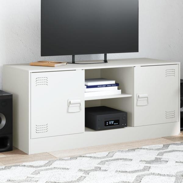 ARDEBO.de - TV-Schrank Weiß 99x39x44 cm Stahl