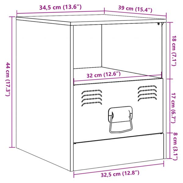 Nachttisch Anthrazit 34,5x39x44 cm Stahl