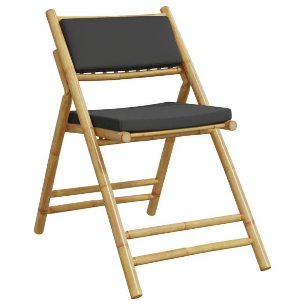 5-tlg. Bistro-Set Klappbar mit Dunkelgrauen Kissen Bambus
