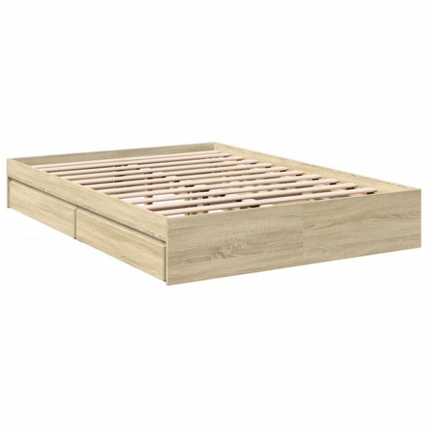 Bettgestell mit Schubladen Sonoma-Eiche 140x190cm Holzwerkstoff