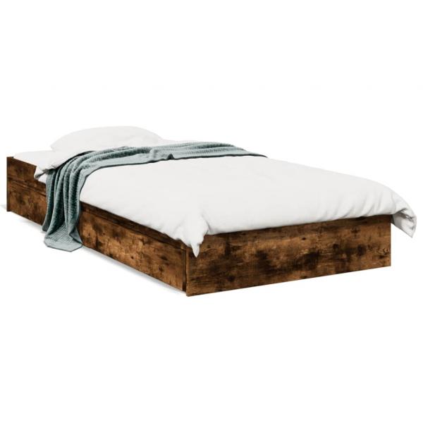 ARDEBO.de - Bettgestell mit Schubladen Räuchereiche 75x190 cm Holzwerkstoff