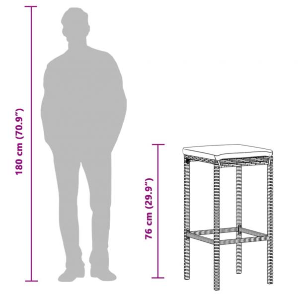 7-tlg. Gartenbar-Set Braun Massivholz Akazie und Poly Rattan
