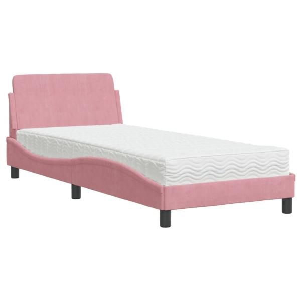 Bett mit Matratze Rosa 90x190 cm Samt