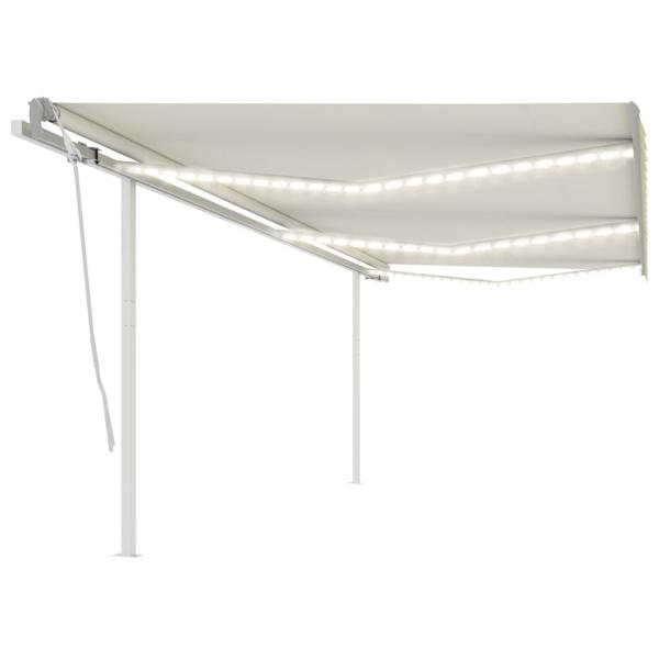 ARDEBO.de - Markise Manuell Einziehbar mit LED 6x3,5 m Creme