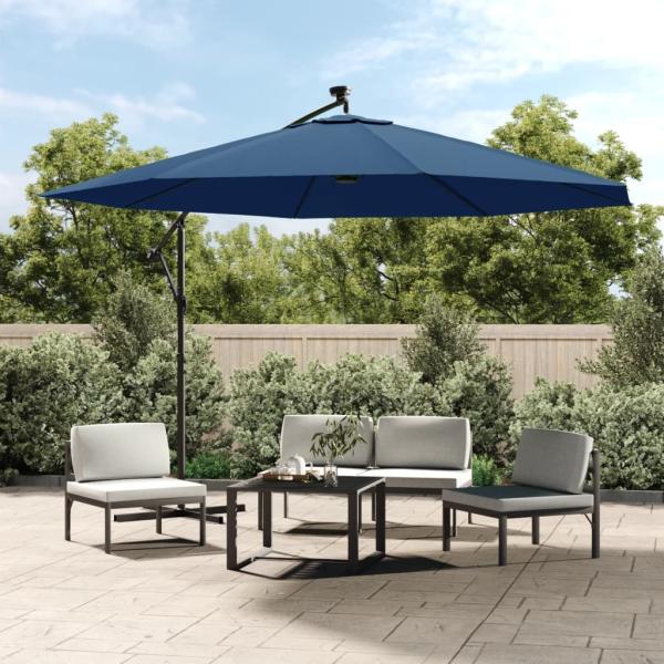 ARDEBO.de - Ampelschirm mit LED-Leuchten Azurblau 350 cm