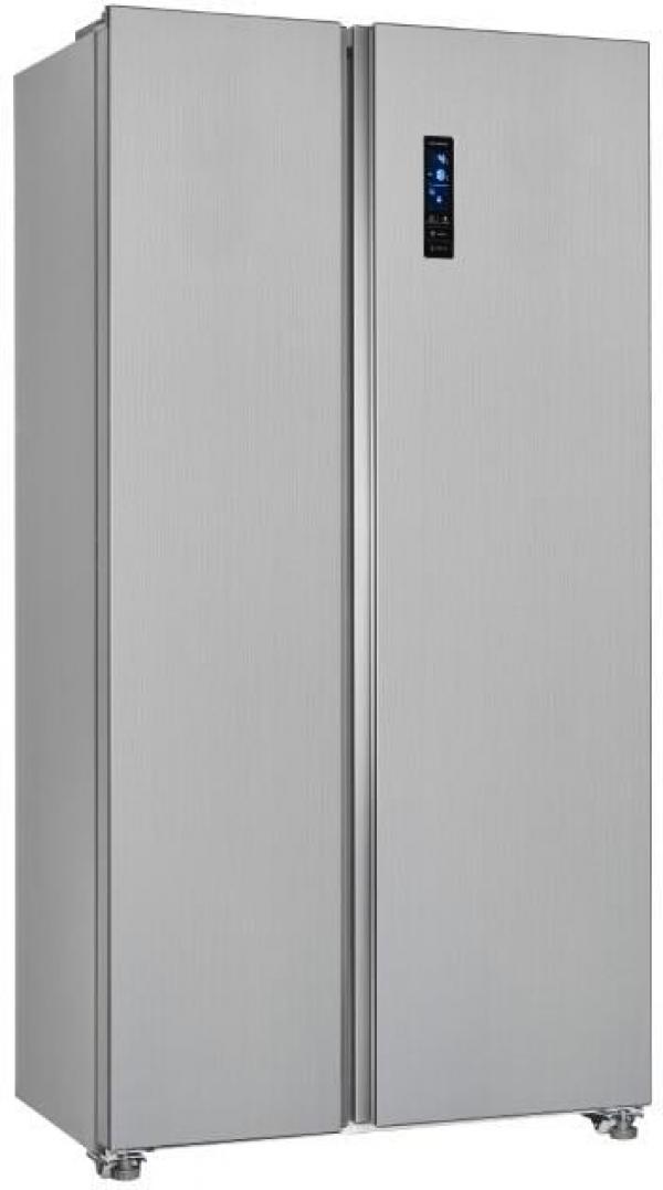 Exquisit SBS46-040E Stand Side-by-Side Kombination, 91 cm breit, 442 L, NoFrost, LED Beleuchtung, Temperaturregelung, Umluftventilator, Schnellkühlen und Schnellgefrieren, Edelstahloptik