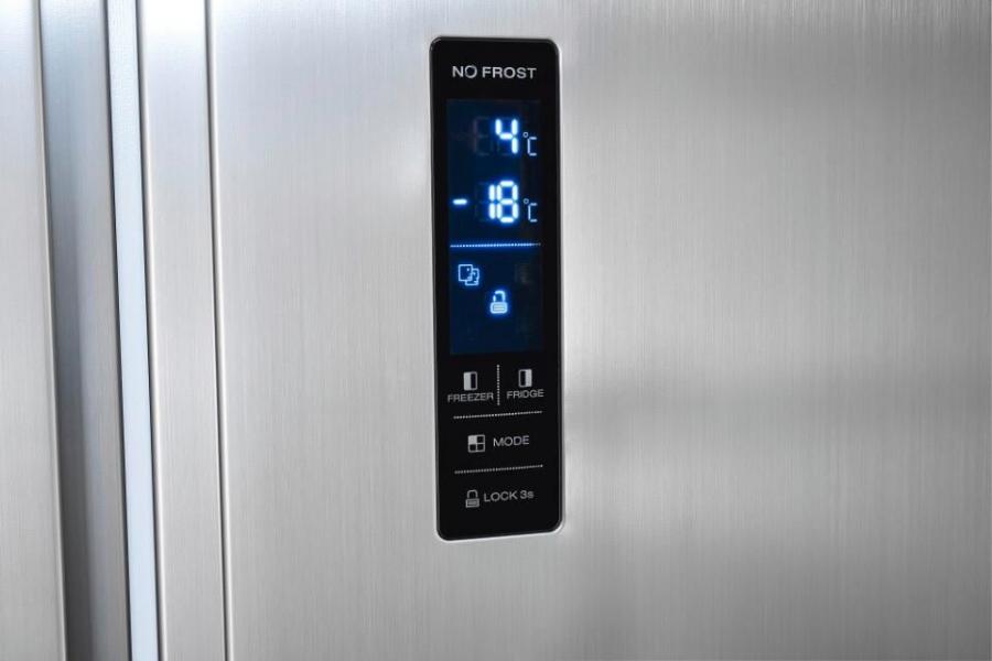 Exquisit SBS46-040E Stand Side-by-Side Kombination, 91 cm breit, 442 L, NoFrost, LED Beleuchtung, Temperaturregelung, Umluftventilator, Schnellkühlen und Schnellgefrieren, Edelstahloptik