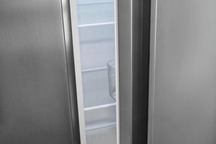 Exquisit SBS46-040E Stand Side-by-Side Kombination, 91 cm breit, 442 L, NoFrost, LED Beleuchtung, Temperaturregelung, Umluftventilator, Schnellkühlen und Schnellgefrieren, Edelstahloptik