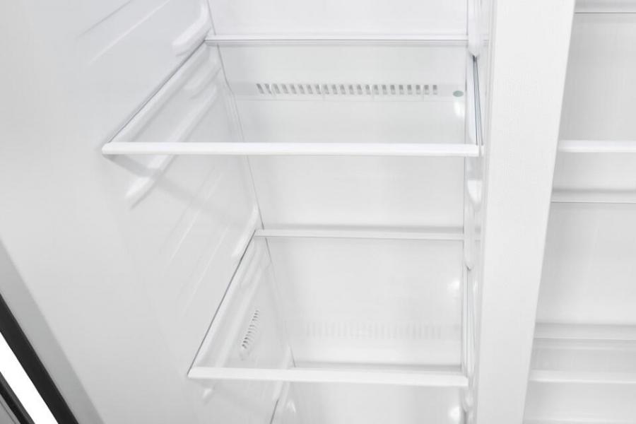 Exquisit SBS46-040E Stand Side-by-Side Kombination, 91 cm breit, 442 L, NoFrost, LED Beleuchtung, Temperaturregelung, Umluftventilator, Schnellkühlen und Schnellgefrieren, Edelstahloptik
