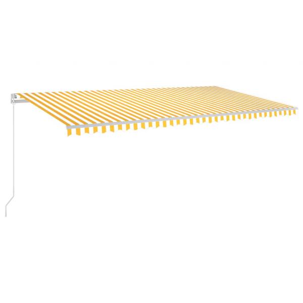 Markise Manuell Einziehbar mit LED 600x350 cm Gelb & Weiß