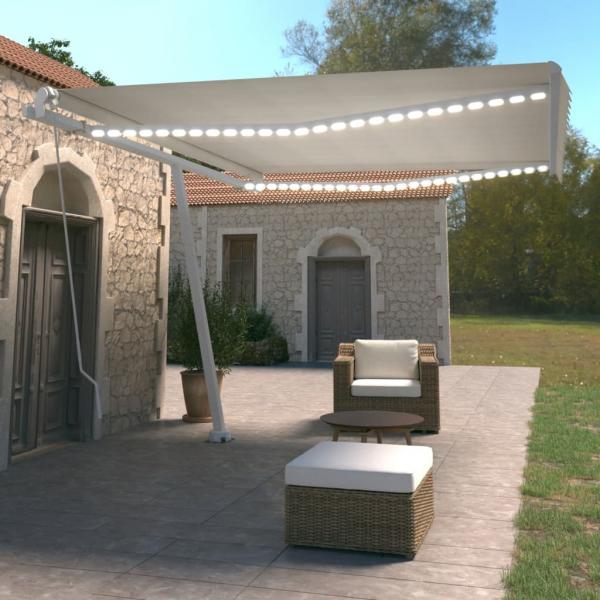 ARDEBO.de - Markise Manuell Einziehbar mit LED 450x350 cm Creme