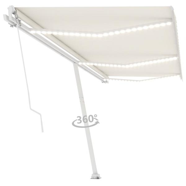 Markise Manuell Einziehbar mit LED 600x300 cm Creme