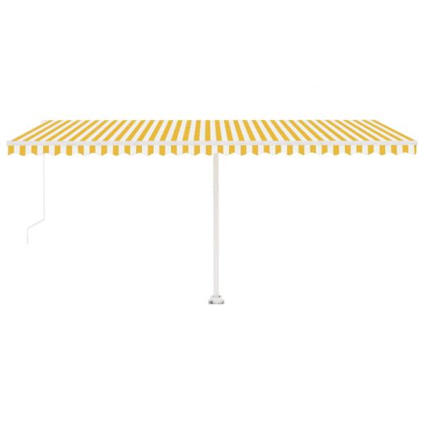 Markise Manuell Einziehbar mit LED 500x350 cm Gelb Weiß