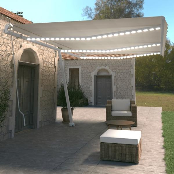 ARDEBO.de - Markise Manuell Einziehbar mit LED 600x350 cm Creme