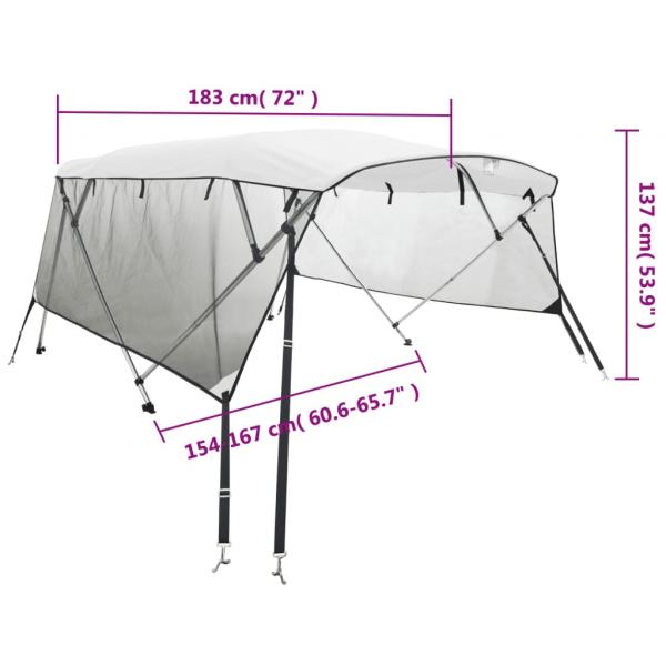 3-Bow Bimini-Top mit Mesh-Seitenteilen 183x(154-167)x137 cm