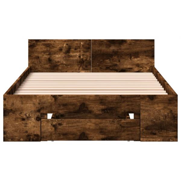 Bettgestell mit Schublade Räuchereiche 90x190 cm Holzwerkstoff