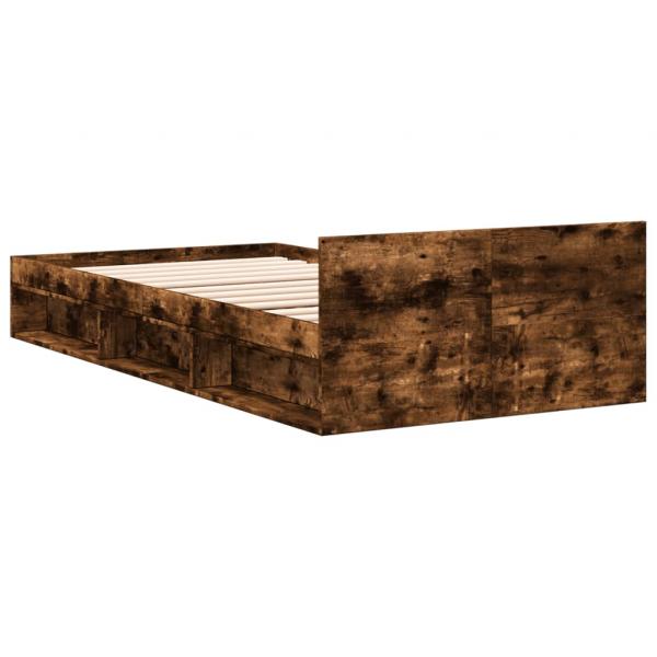 Bettgestell mit Schublade Räuchereiche 90x190 cm Holzwerkstoff