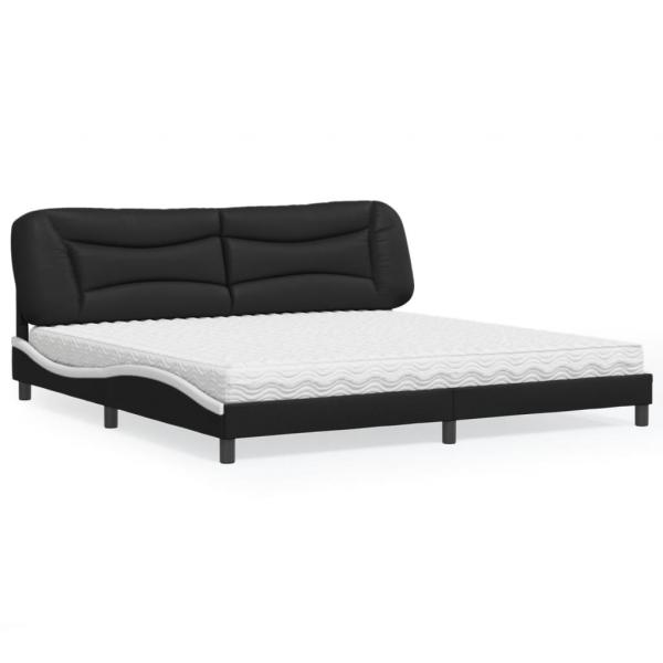 ARDEBO.de - Bett mit Matratze Schwarz und Weiß 200x200 cm Kunstleder