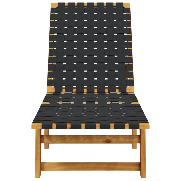 ARDEBO.de - Sonnenliege Schwarz Massivholz Akazie und Stoff