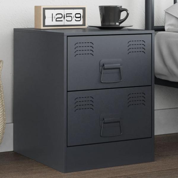 ARDEBO.de - Nachttisch Anthrazit 34,5x39x44 cm Stahl