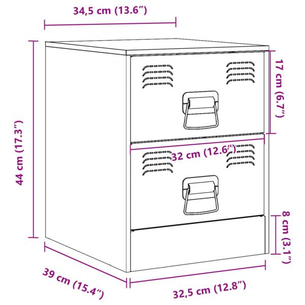 Nachttisch Anthrazit 34,5x39x44 cm Stahl