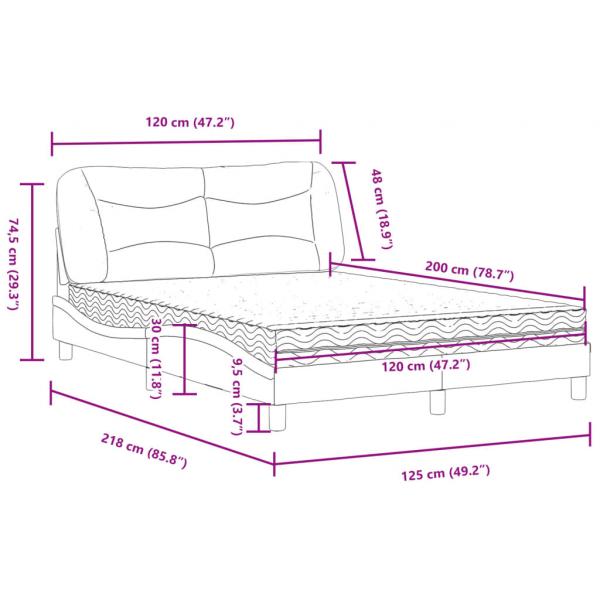 Bett mit Matratze Blau 120x200 cm Stoff
