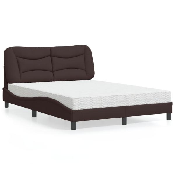 ARDEBO.de - Bett mit Matratze Dunkelbraun 140x190 cm Stoff