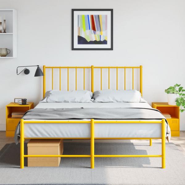 ARDEBO.de - Nachttische 2 Stk. Senfgelb 34,5x39x44 cm Stahl