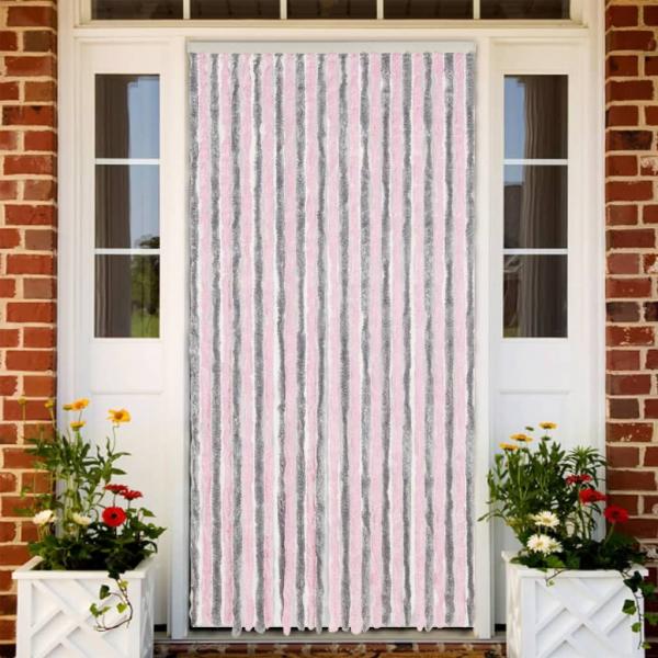 ARDEBO.de - Fliegenvorhang Silbergrau und Rosa 118x220 cm Chenille