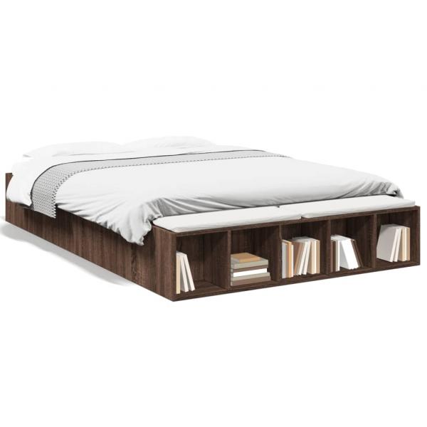 ARDEBO.de - Bettgestell Braun Eichen-Optik 150x200 cm Holzwerkstoff