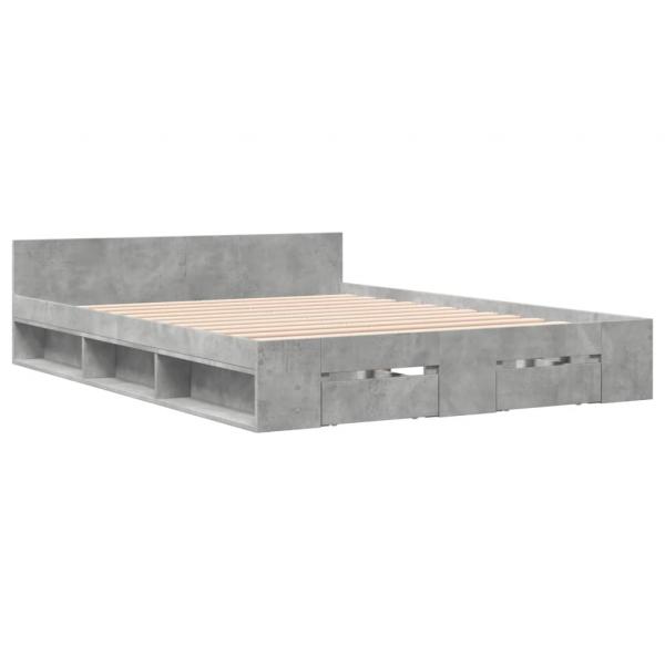 Bettgestell mit Schubladen Betongrau 120x190 cm Holzwerkstoff
