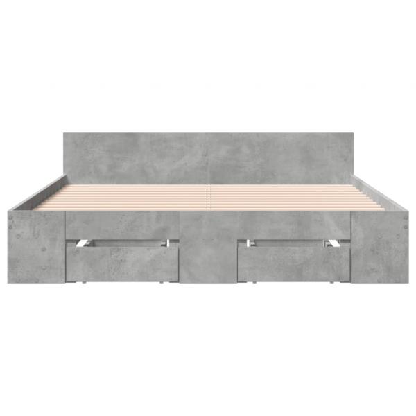 Bettgestell mit Schubladen Betongrau 120x190 cm Holzwerkstoff
