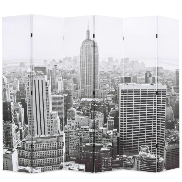 ARDEBO.de - Raumteiler klappbar 228 x 170 cm New York bei Tag Schwarz-Weiß
