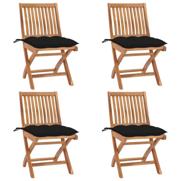 ARDEBO.de - Klappbare Gartenstühle mit Kissen 4 Stk. Massivholz Teak