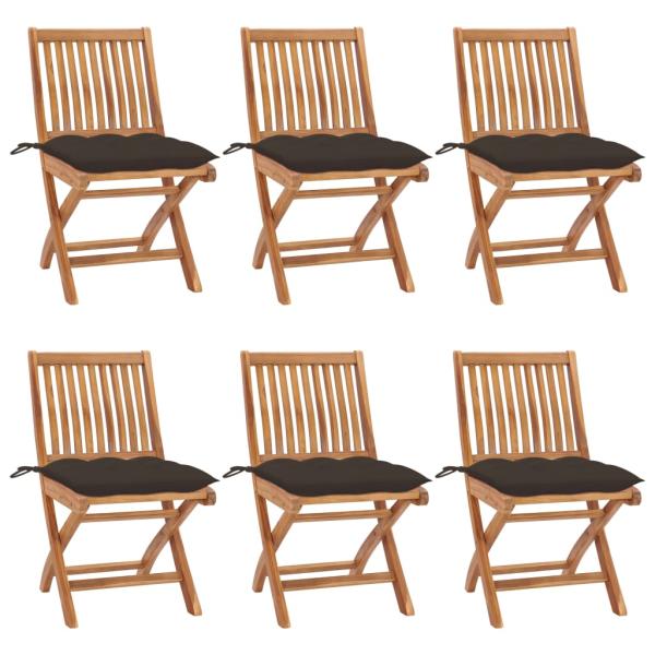 ARDEBO.de - Klappbare Gartenstühle mit Kissen 6 Stk. Massivholz Teak