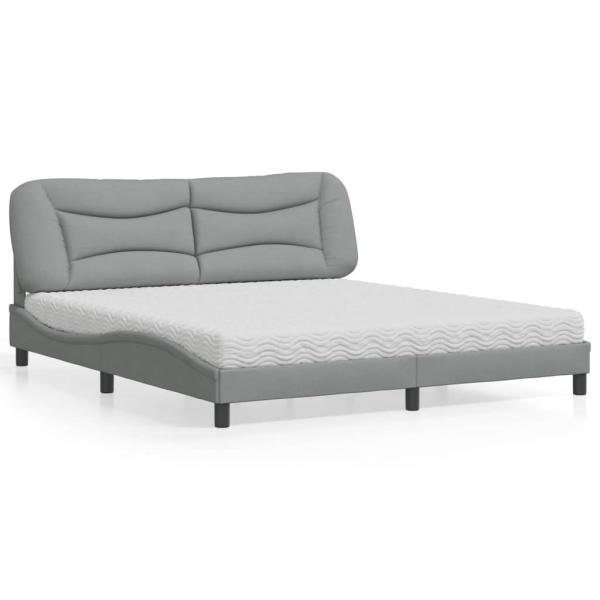 ARDEBO.de - Bett mit Matratze Hellgrau 180x200 cm Stoff