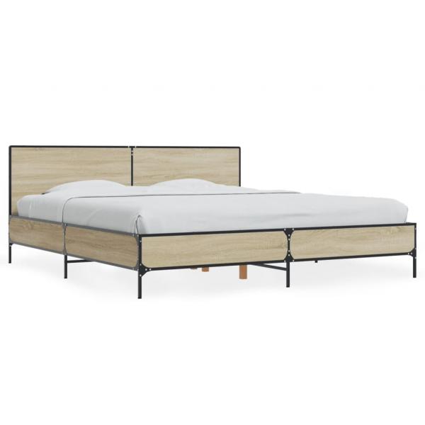 ARDEBO.de - Bettgestell Sonoma-Eiche 180x200 cm Holzwerkstoff und Metall