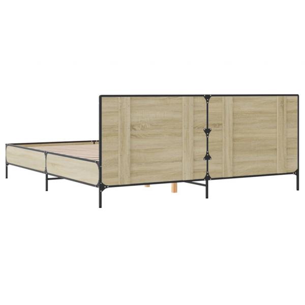 Bettgestell Sonoma-Eiche 180x200 cm Holzwerkstoff und Metall